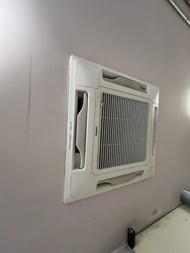 Ductless ceiling cassette heat pump in a commercial space