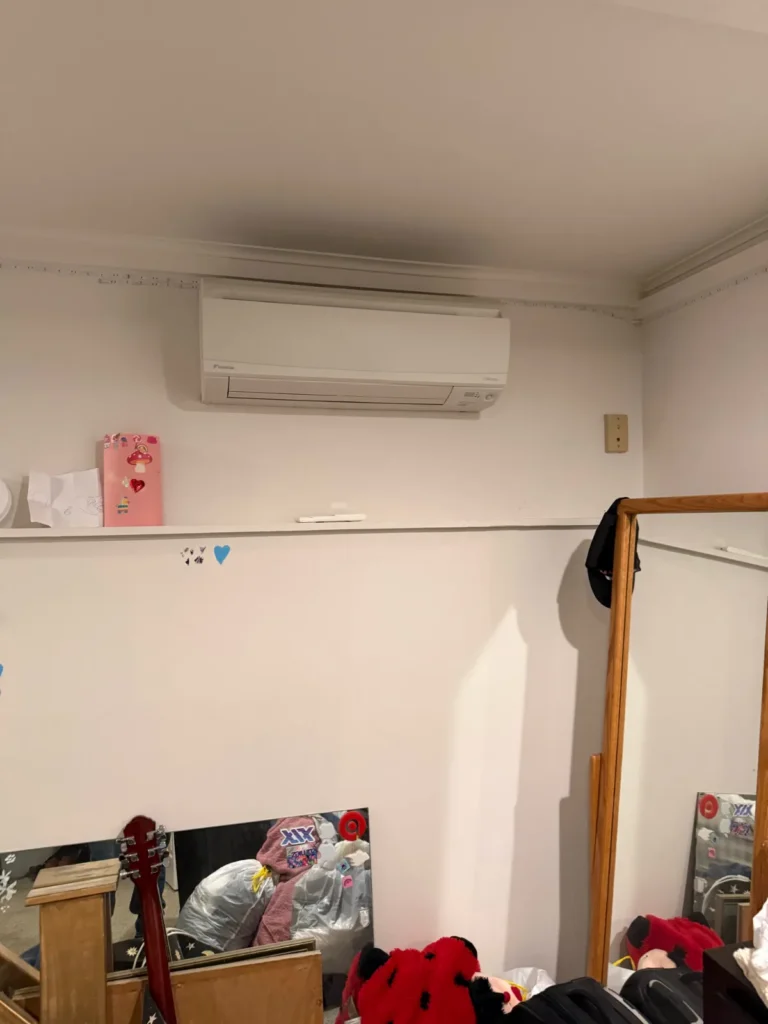 Ductless mini-split indoor unit in a home