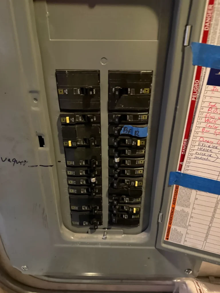 Electrical panel breakers checked during a fan circuit call