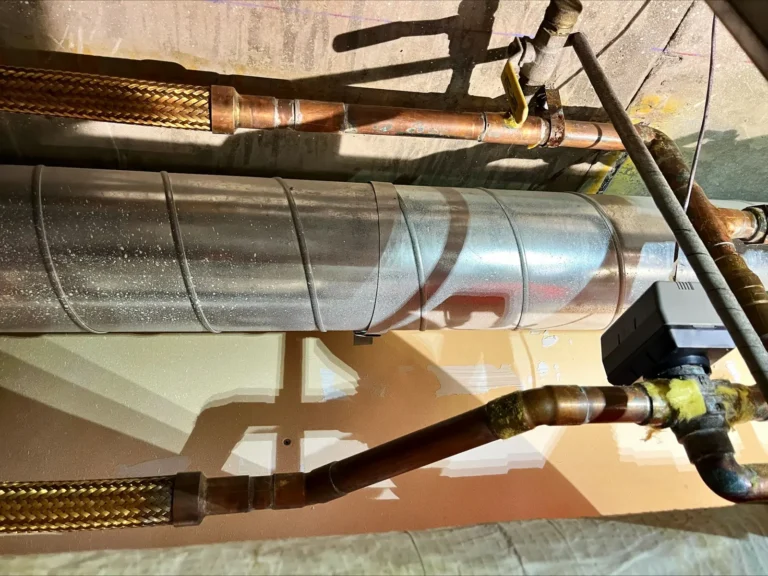Hydronic control valves and flex connections above a ceiling