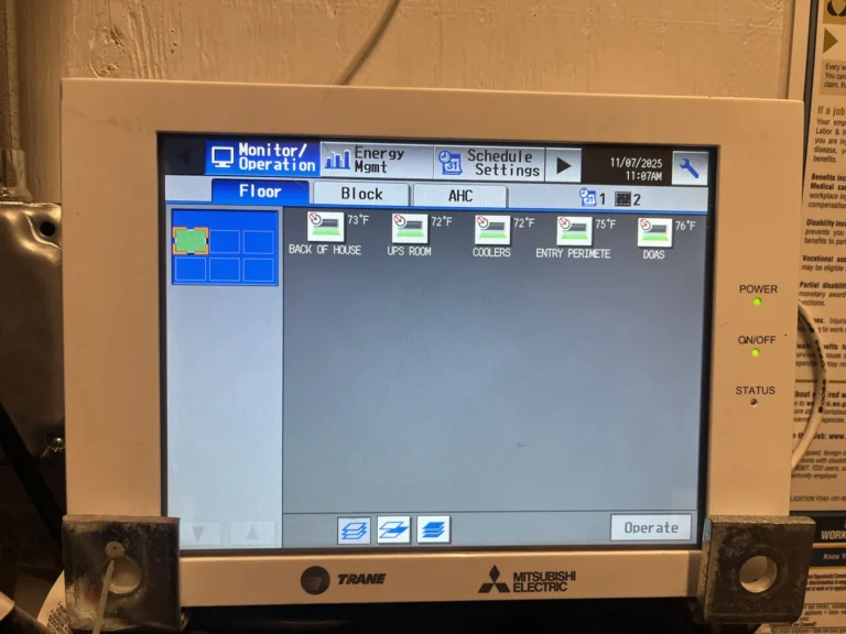 Mitsubishi central controller touchscreen for a multi-zone VRF system