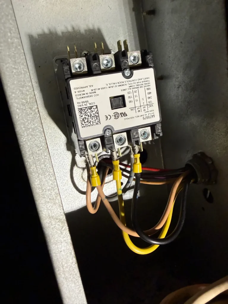 New contactor wired in after a burned one was replaced