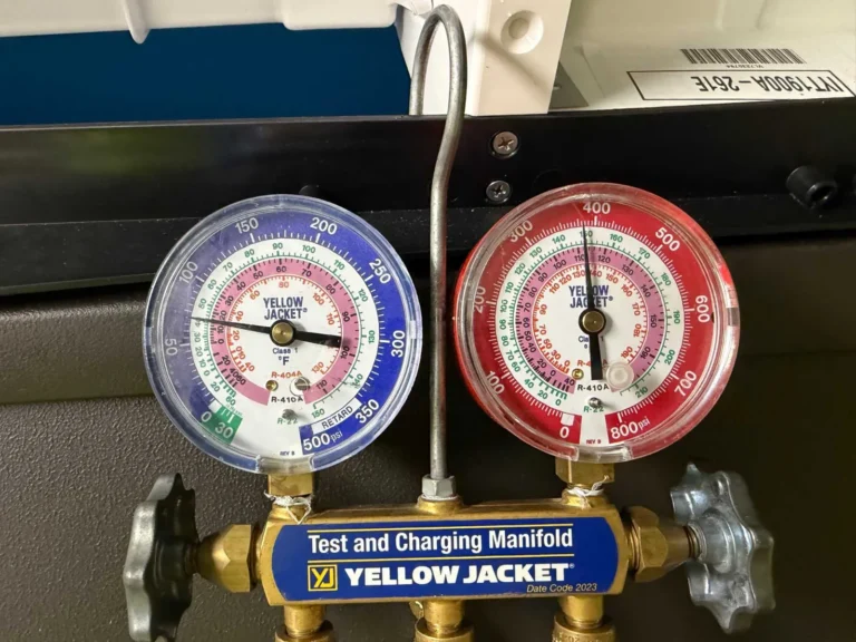 Checking refrigerant pressures on a commercial ice machine