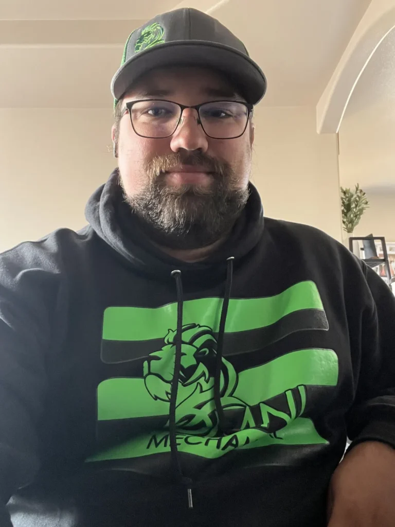 Omni Mechanical team member in an Omni hoodie