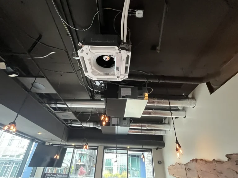 VRF cassette and ducted fan coil in a Seattle restaurant